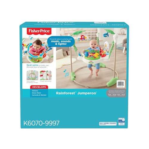 Fisher-Price Saltador Animalito de la Selva con luces y sonidos para bebé +1 año (Mattel K7198), Exclusivo en Amazon