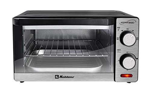 Koblenz Horno Tostador Eléctrico Koblenz de 4 Rebanadas, 10 Litros, Timer de 15 Minutos, Asa, Gratina, Dora, Tuesta y Calienta, 1000 W, 2 Accesorios, Acero Inoxidable (HKM-1000)
