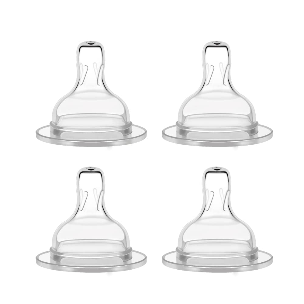 Maymom Pezón de Silicona Flujo Medio, 4 piezas; Compatible con Botellas de Boca Ancha Spectra/Motif Luna/Maymom