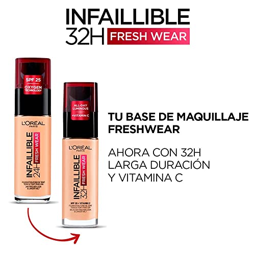 L´Oréal Paris, Base de maquillaje líquida de larga duración, Infallible 32h Freswear, Tono 130 True Beige, 30ml