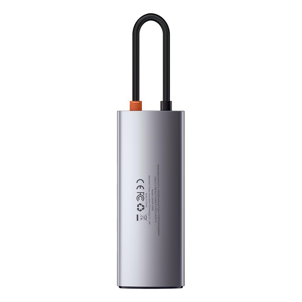 Baseus HUB Adaptador Tipo C Multifuncional 5 en 1 de la Serie Metal Gleam, Gris