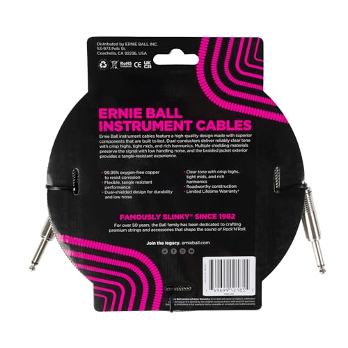 Cable para Instrumentos Ernie Ball Silver Fox trenzado 5,5 m