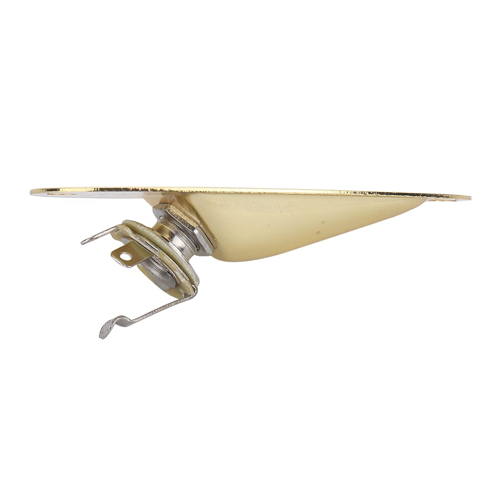 XIYANGJUAN - Conector de entrada de guitarra dorada estilo barco de 1/4 pulgadas con carga de salida de guitarra Jack placa de enchufe para Fender Strat Stratocaster guitarra eléctrica (dorado)