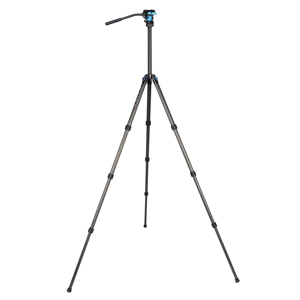 Trípode Sirui Fibra de Carbono con Cabezal de Video Fluido y Columna Central Triangular Impermeable de Viaje