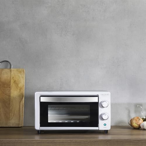 Cecotec Horno de sobremesa Bake&Toast 1090 White, 10 l, 1000 W, temporizador 60 min, temperatura regulable hasta 230 °C, bandeja para hornear, parrilla y pinzas.
