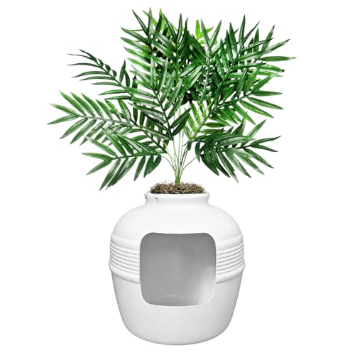 Good Pet Stuff, La Caja de Arena Oculta Original, Plantas Artificiales y Caja de Arena para Gatos Cerrada, Filtro ventilado y Olor, fácil de Limpiar, Abedul Blanco