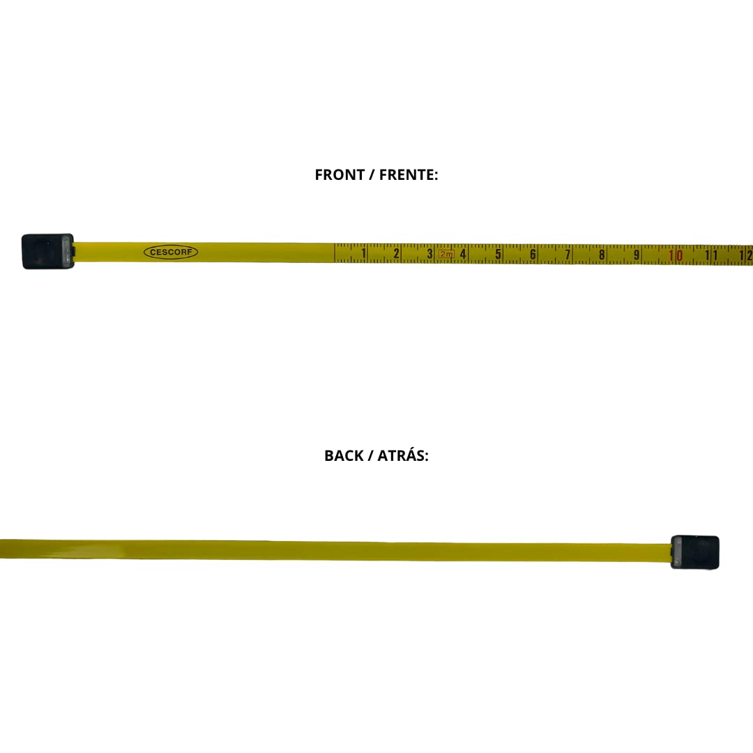 Cescorf Cinta Métrica Antropometrica para Medir Perimetros Corporales, con Hoja Plana de Acero Flexible, Precision de 1mm, Rango de 2m, Espacio Blanco Antes del Cero, Ideal para Nutricionistas