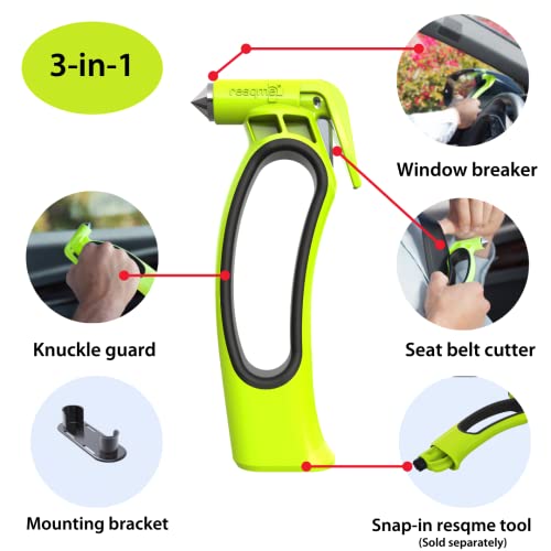 Martillo de Seguridad Resqhammer Amarillo con Cortador de Cinturón y Rompeventanas