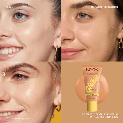 Tinta de Maquillaje Glaze Tint con SPF 30 de Nyx Professional Makeup, Tono Vainilla Bean Butta (Beige Claro)