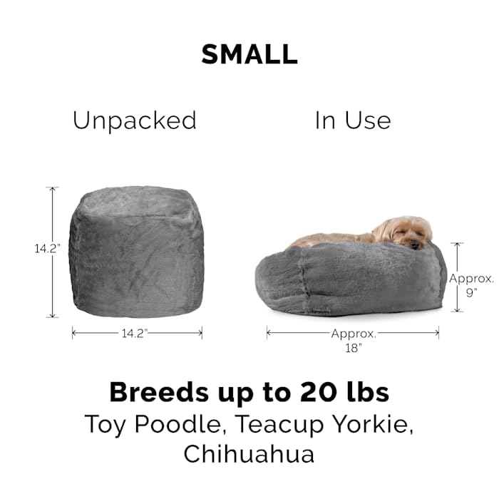 Furhaven Cama para Mascotas para Perros y Gatos – Cama para Perro con cojín de Pelaje sintético de Felpa con Funda extraíble Lavable, Niebla Gris, Talla S