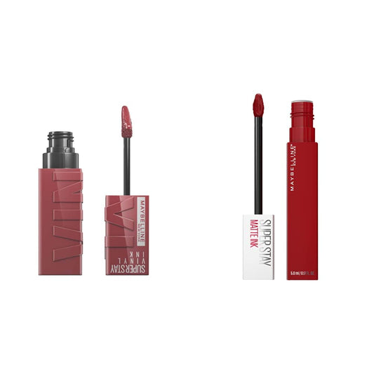 Labial líquido brillante Maybelline Super Stay Vinyl Ink Witty + Labial Liquido Matte, Super Stay Matte Ink Spiced Edition Exhilarator, Ny Exhilarator