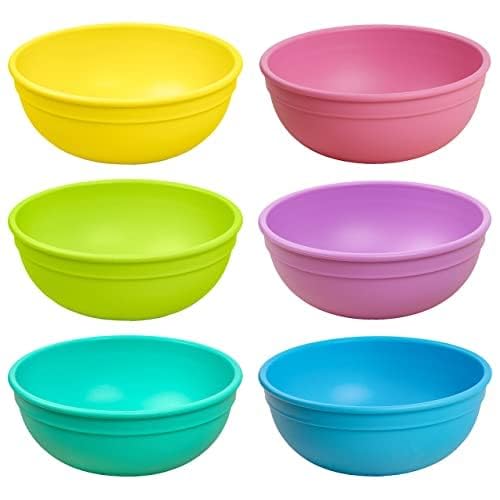 Re-Play - Cuencos para niños pequeños de 12 onzas para aperitivos y comidas diarias, aptos para lavaplatos y microondas, fabricado en Estados Unidos, juego de 6 a 5.75 x 2 pulgadas, sorbete