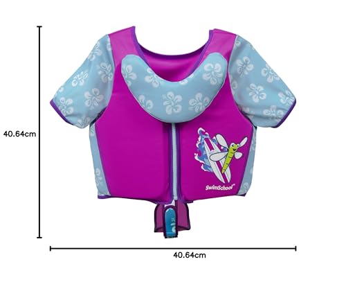 Chaleco de Natación Swimschool Rosa y Aguamarina con Mangas y Correa Ajustable