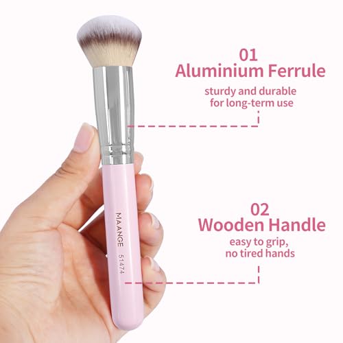 MAANGE Set de Brochas de Maquillaje 4 Piezas Brochas de Maquillaje Profesional Brocha para Base de Maquillaje con Caja de Regalo(Rosado)