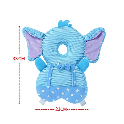LOVOERNO Mochila con protector de cabeza para bebé con almohadilla de seguridad ajustable para la cabeza del bebé (Estrella Elefante)