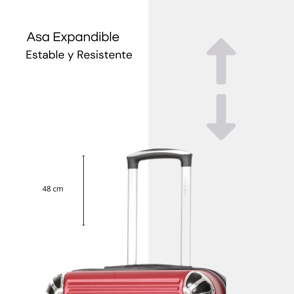 Maleta de Mano JONY Carry On Rigida Resistente Ruedas Giratorias 360 Mango Expandible ABS Candado de Seguridad (Gris Rayado)