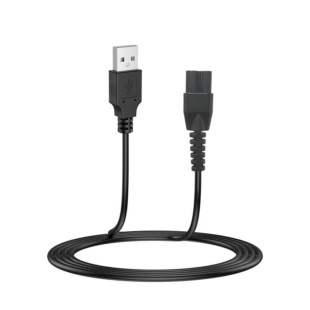 LIANSUM Cable de alimentación compatible con cortacésped Manscaped 3.0 y 2.0, cortador de pelo eléctrico Manscaped, Weed Whacker, negro, 5V DC, 5FT, macho a macho