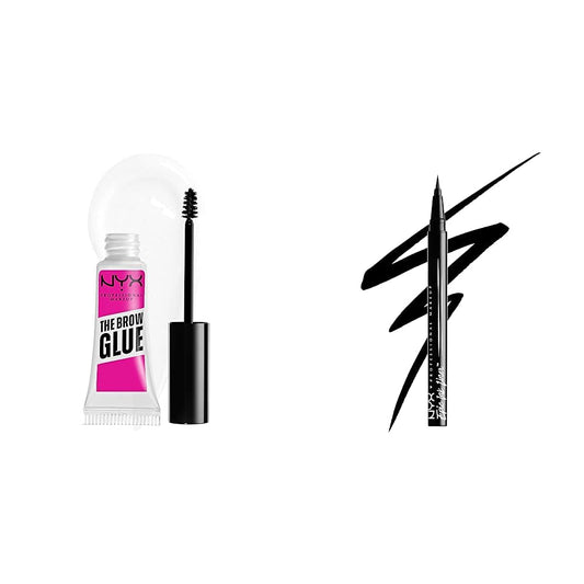 NYX PROFESSIONAL MAKEUP The Brow Glue Instant Brow Styler + Delineador líquido, Epic Ink Liner, Nyx Professional Makeup, 1ml