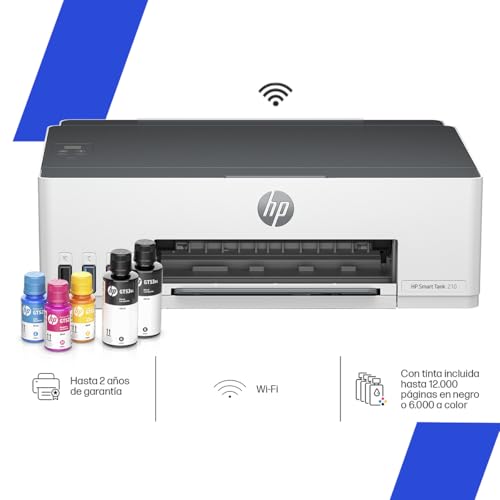 HP Impresora Smart Tank 210, Tinta Continua, Color, Wi-Fi,USB, Bluetooth, Dúplex (Doble Cara) Manual, Impresión Smart App, hasta 2 años de Garantía* (3D4L3A)