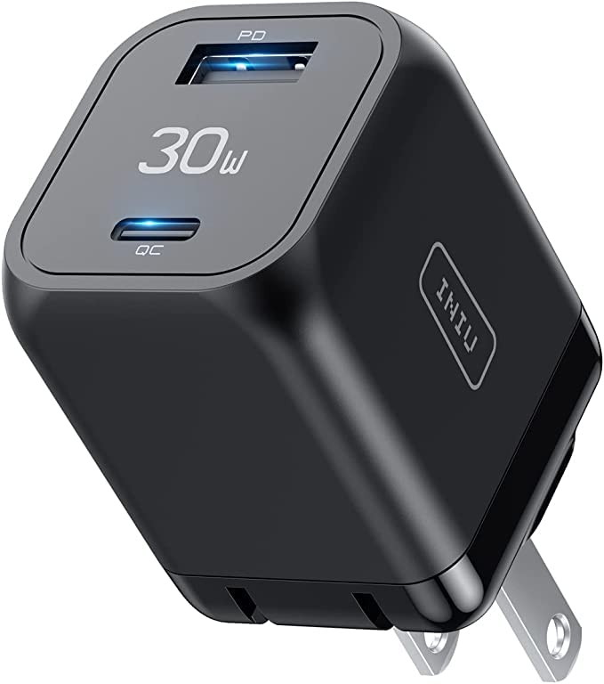 INIU Cargador USB C Portátil, Carga Rápido 30W Enchufe Tipo C 2-Puertos (USB C+USB A) PD 3.0 Cargador de USB-C para iPhone 16 15 14 13 12 11 Pro MAX iPad Xiaomi Samsung S22 S21 Huawei Google Pixel