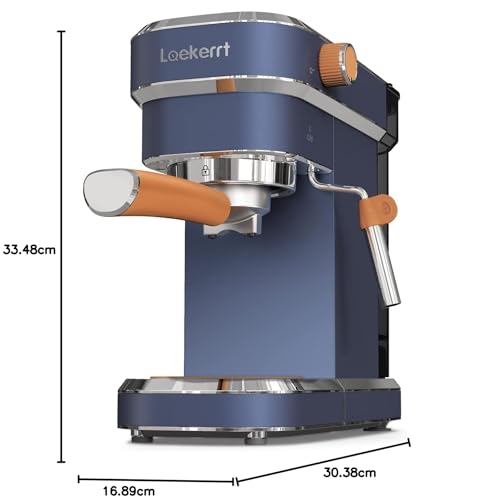 Laekerrt CMEP01 - Cafetera espresso con vaporizador de leche, máquina de café Home Expresso para capuchino y latte (azul marino, acero inoxidable), regalo para los amantes del café, padre