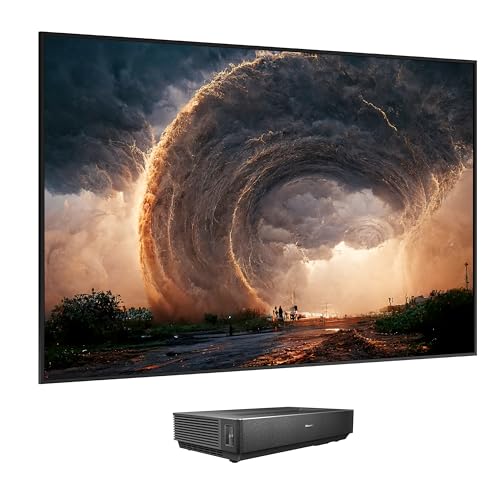 Hisense Laser 4K 100L5H Google TV. Proyector Smart de Tiro ultracorto + Pantalla de 100'' con tecnología ALR