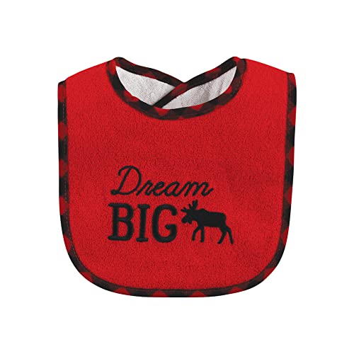 Hudson Baby Baberos unisex de rizo de algodón para bebé con relleno de fibra, oso de alce para niño, talla única