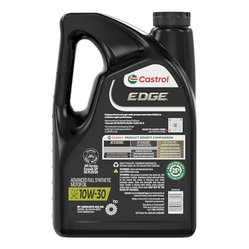 Castrol Edge 10W-30 - Aceite de Motor sintético Completo, 5 Cuartos de galón, Paquete de 3