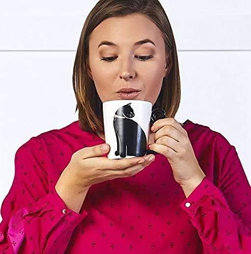 Tazas de Cerámica Animal con Diseño Impreso a Mano Gato Blanca