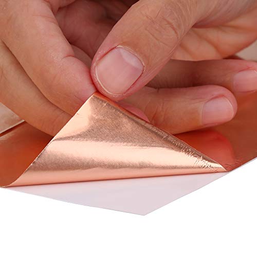Cinta de cobre conductivo, hojas de l¡§¡émina de cobre durable para guitarra el¨¦ctrica y reparaciones, resistente al agua y altas temperaturas