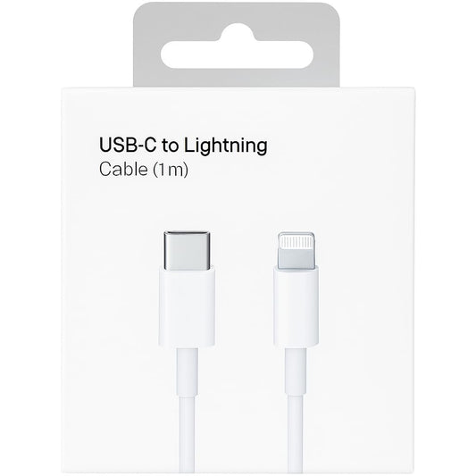 Cable para iPhone USB-C a Lightnin, largo 1 metro, Color Blanco Calidad Premium OEM, Compatible con iPhone 5 al 14, iPad, AirPods y pro - 1 Metro de Largo
