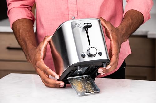 BLACK+DECKER Tostadora de Dos Rebanadas, Ranuras Extra Anchas, Ideal para Bagels y Congelados, TR0012SS-LA