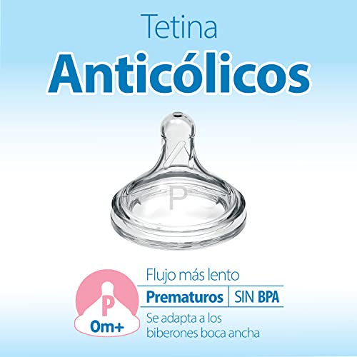 Dr. Brown's Natural Flow® Preemie Flow™ - Tetina de silicona para biberón, flujo más lento, 0 m+, 100% silicona, 6 unidades