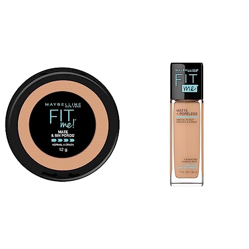 Maybelline Super Natural Polvo Compacto Matte, 310 Sun Beige, 12 gr + Base de Maquillaje Fit Me Matte, 310 Sun Beige