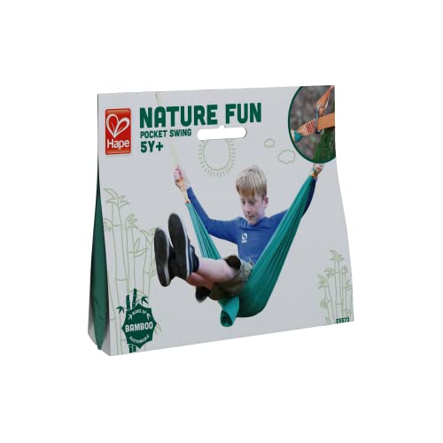 Hape Pocket Swing| Hamaca portátil Verde para niños, Silla oscilante para niños al Aire última intervensión, Mecanismo de fácil fijación para niños a Partir de 5 años, Capacidad de Peso de 200 Libras