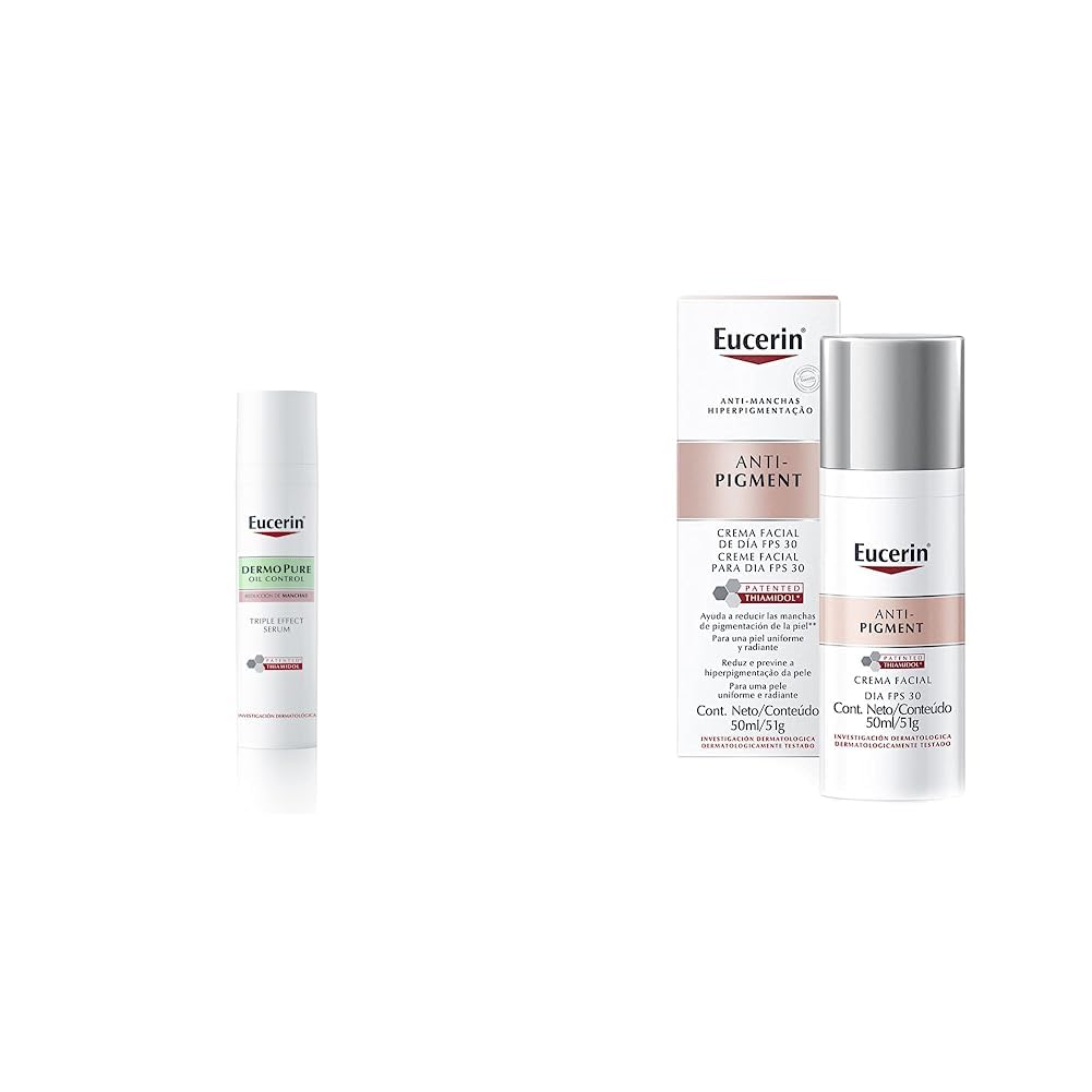 Serum facial ligero DermoPure Triple Effect (40 ml), Efecto Anti-Manchas, Anti-Imperfecciones y Anti-Brillo, para una piel sin imperfecciones por acné + Antipigment Crema Día Fps 30+ 50ml