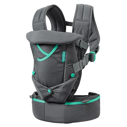 Infantino Carry On Active - Portabebés ergonómico con múltiples bolsillos para bebés y niños, 8-40 libras, con correas acolchadas, almacenamiento de cinturón lumbar y lazo para chupete
