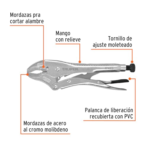 Pinza de Presión Truper Plateado Mordaza Curva