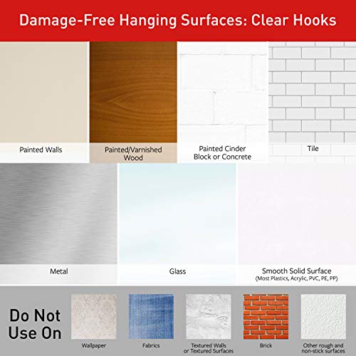 Command - Paquete variado transparente, incluye 8 pares de tiras para colgar fotos, 4 ganchos de alambre transparente y 11 ganchos de pared para colgar decoración del hogar, sin daños y colgar hasta