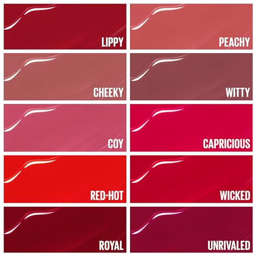 Maybelline Labial líquido brillante de larga duración, Superstay Vinyl Ink tono Striking 150, 4.2ml
