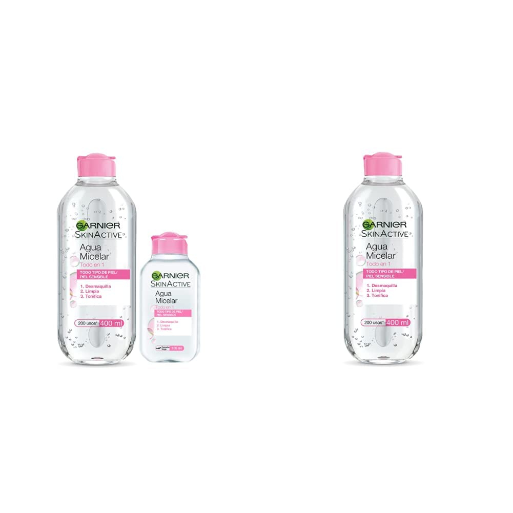 Garnier Skin Active Kit Micelar Todo en 1 400ml y 100ml + Garnier Skin Naturals Face Agua Micelar Desmaquillante para Todo Tipo de Piel, 400 ml