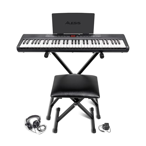 Alesis Melody 61 MK4 Teclado Piano Eléctrico para Principiantes con 61 Teclas, Altavoces, Soporte, Banqueta, Auriculares, 300 Sonidos y Lecciones de Música