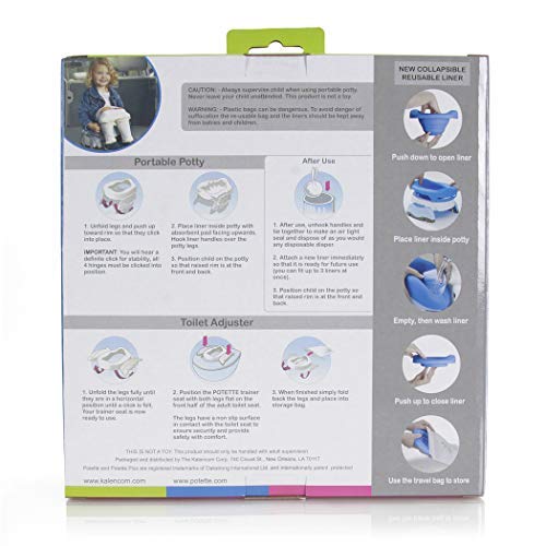Potette Plus - Paquete económico para orinal: Kalencom Potette Plus portátil 2 en 1 y forro plegable reutilizable para uso doméstico (verde azulado/verde)