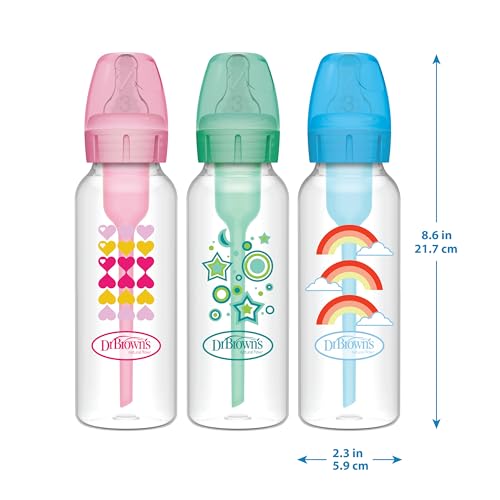 Dr. Brown's Natural Flow Options+ Kit de Transición 2 en 1 del Biberón al Vasito, Azul (Blue), 250 ml