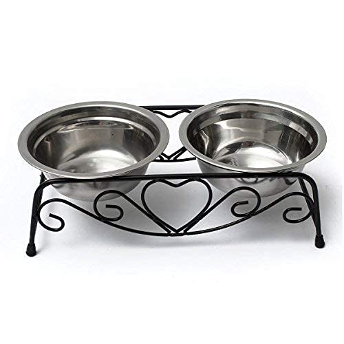 Cuencos para Mascotas Yosoo Acero Inoxidable Soporte Retro Dobles para Perros y Gatos
