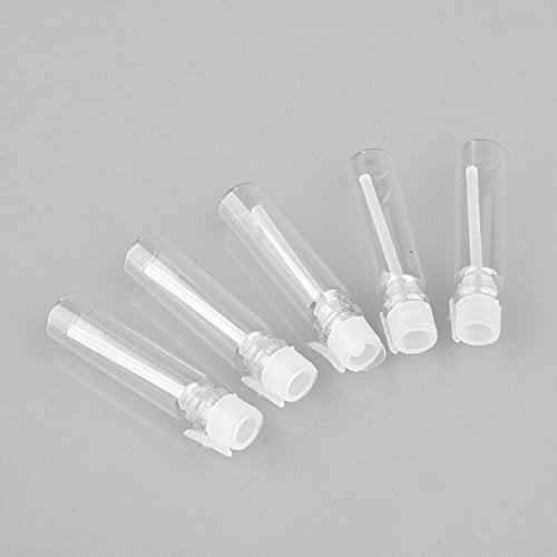 Enslz 1ml 100Pcs Mini Sample Cute Glass travel Oil Perfume Bottle With drop& Spray Empty Sample Bottle for Essential Oils Aromatherapy (1ml)