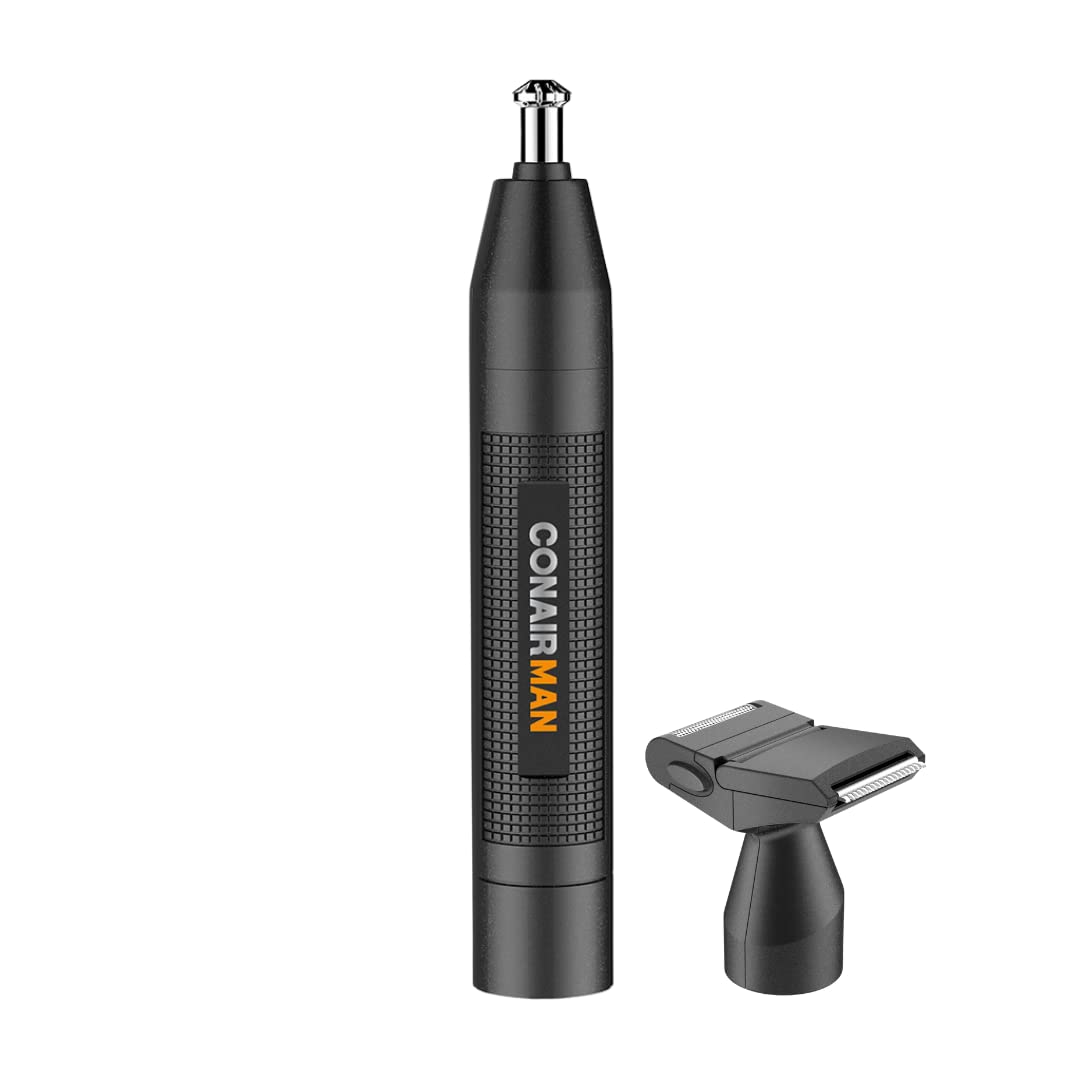 Conair - Recortador de orejas y nariz MAN a batería, incluye accesorio para afeitar y detalles