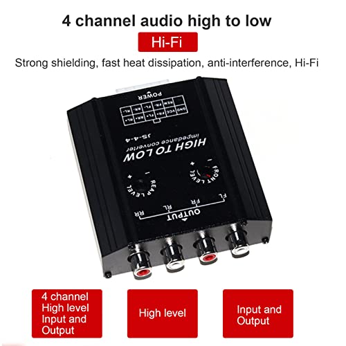 Convertidor de Audio de 4 Canales de 12 V, Convertidor de Impedancia de Línea Alta a Baja, Filtro de Frecuencia de Altavoz de Radio Estéreo para Coche