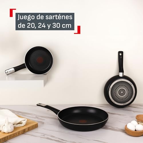 Juego de Sartenes T-fal Negro Hard Titanium Plus con Anti-Adherente Resistente