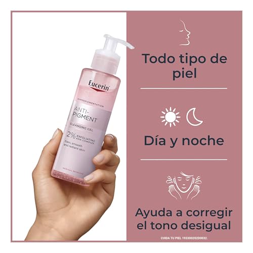 Eucerin Anti-Pigment Gel Limpiador Facial 200ml Exfoliante Gentil Anti Manchas. Reducción de manchas oscuras, unifica el tono natural ideal para todo tipo de piel